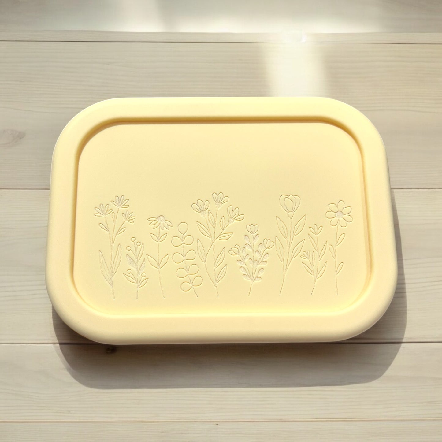 Engraved Silicone Bento Box - Yellow Floral
