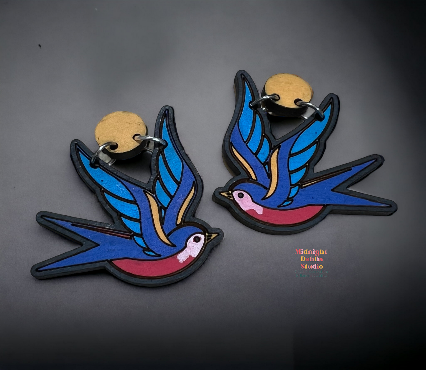 Traditional Tattoo Painted Dangle Earrings | ON SALE
