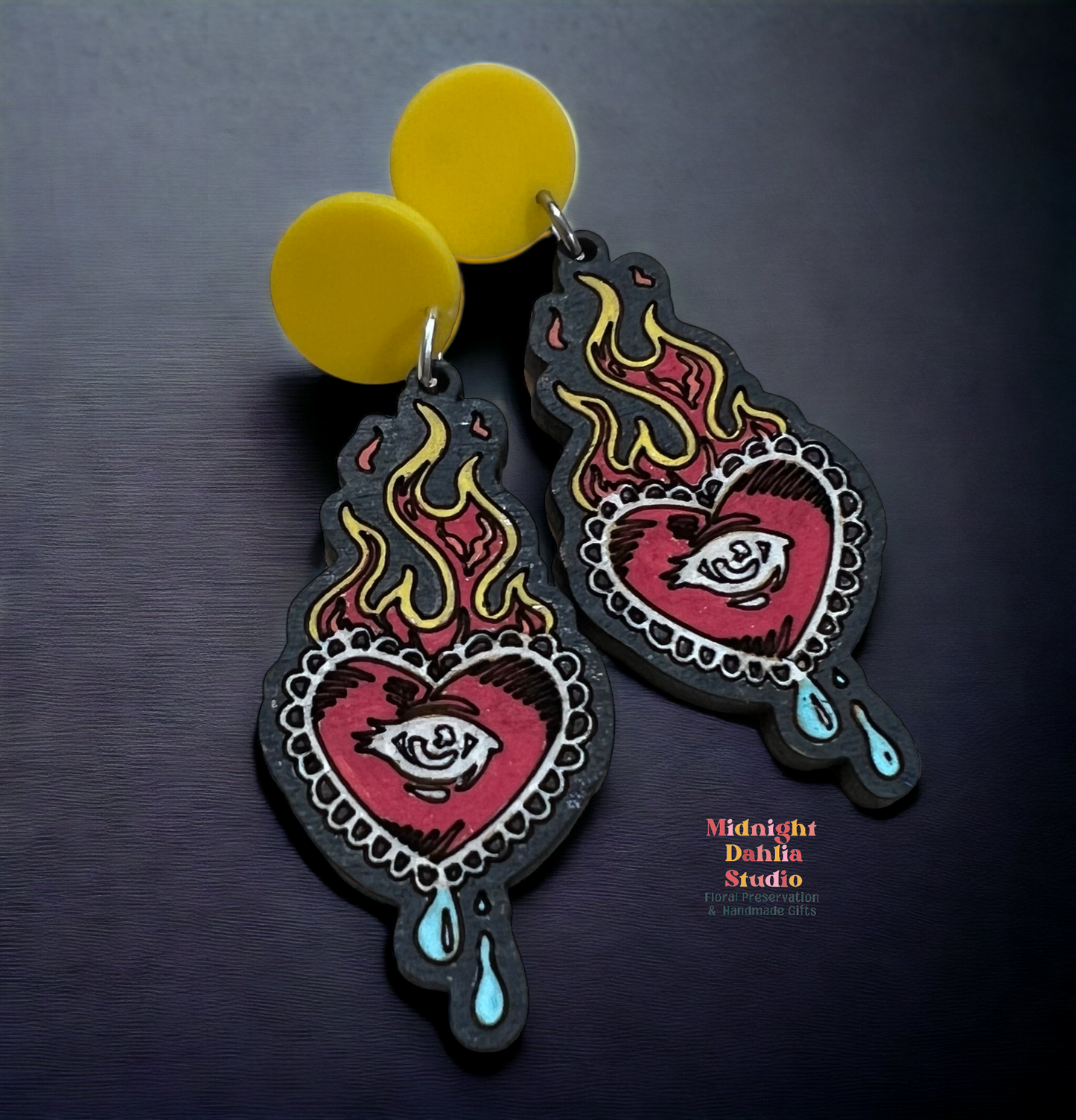 Traditional Tattoo Painted Dangle Earrings | ON SALE