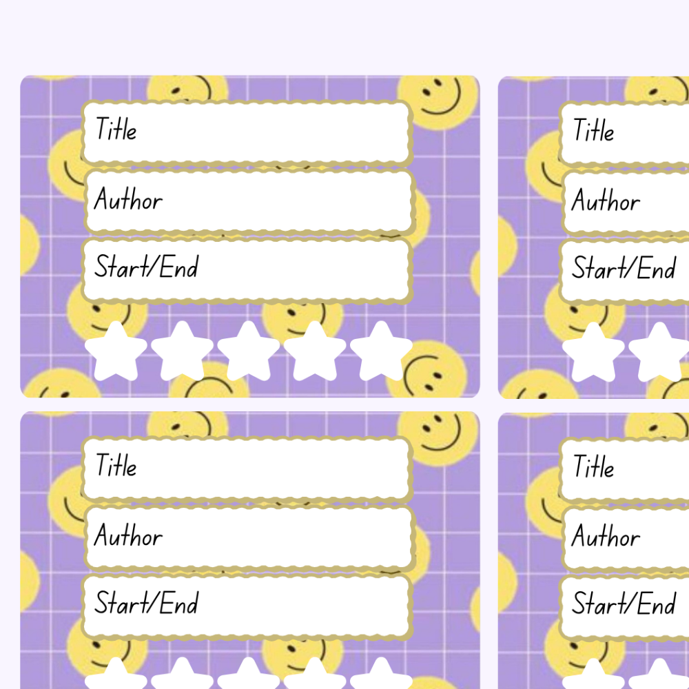 A book review sticker sheet against a pink background