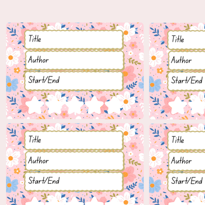 A book review sticker sheet against a pink background