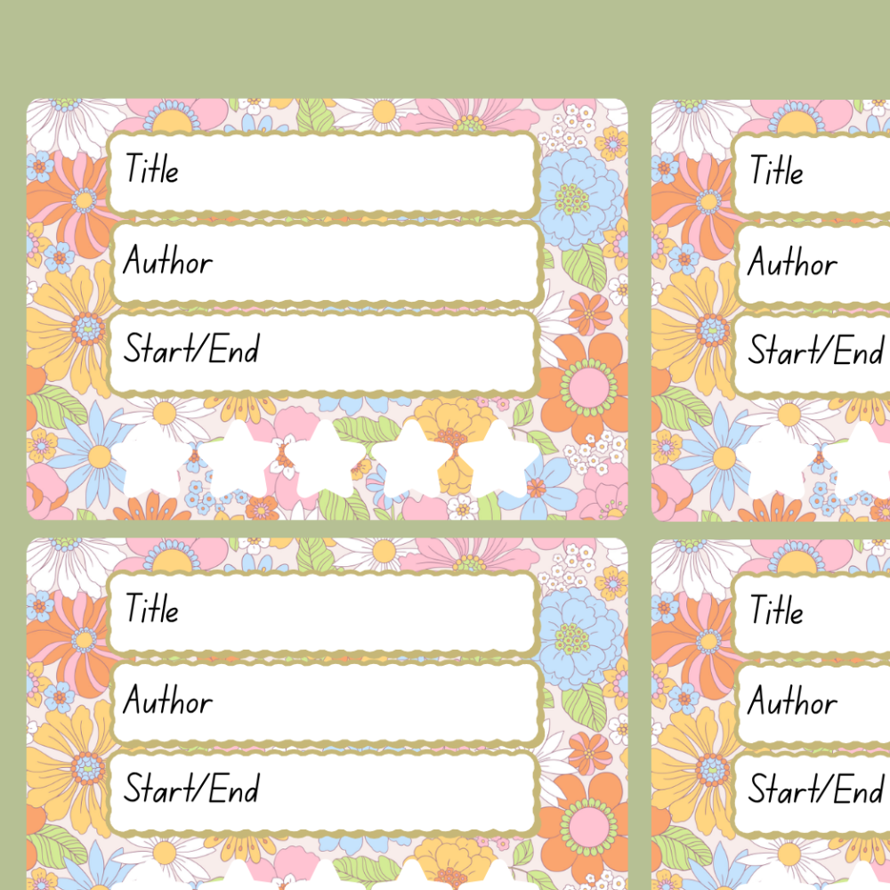 A book review sticker sheet against a pink background
