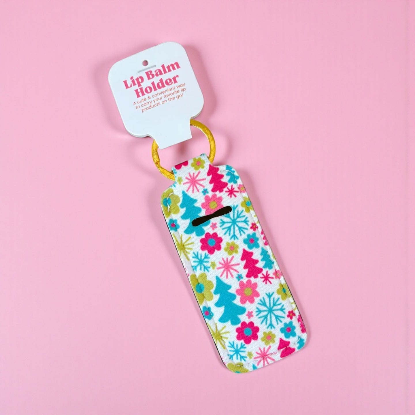 Lip Balm Keychain Holder - 1960s Christmas