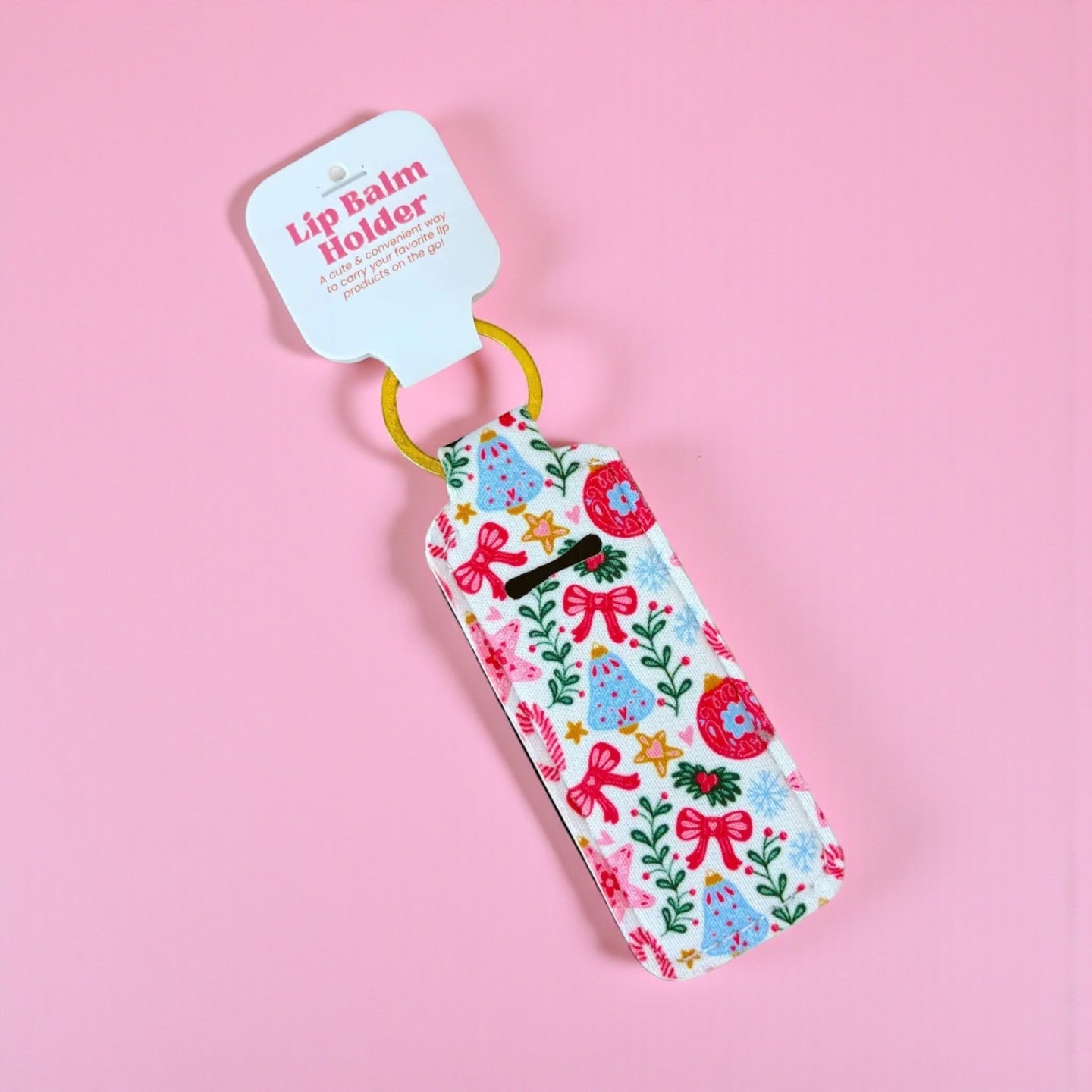 Lip Balm Keychain Holder - Vintage Christmas