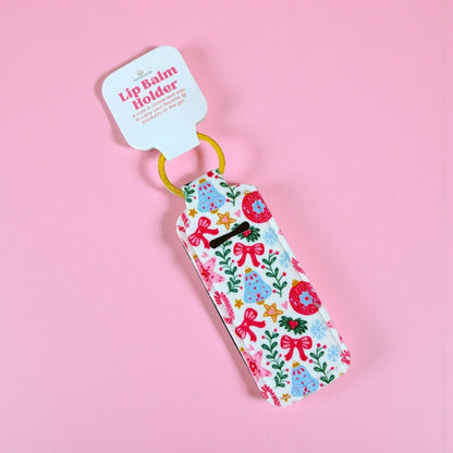Lip Balm Keychain Holder - Vintage Christmas