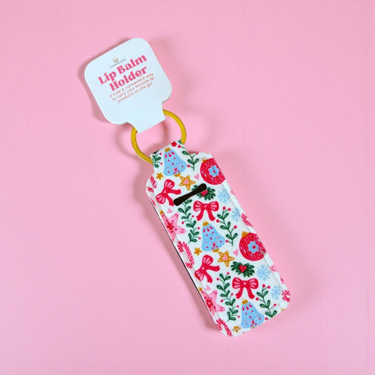Lip Balm Keychain Holder - Vintage Christmas