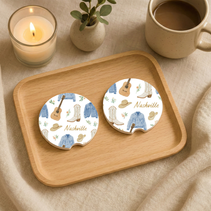 Nashville Car Coaster Set | Pink Or Neutral