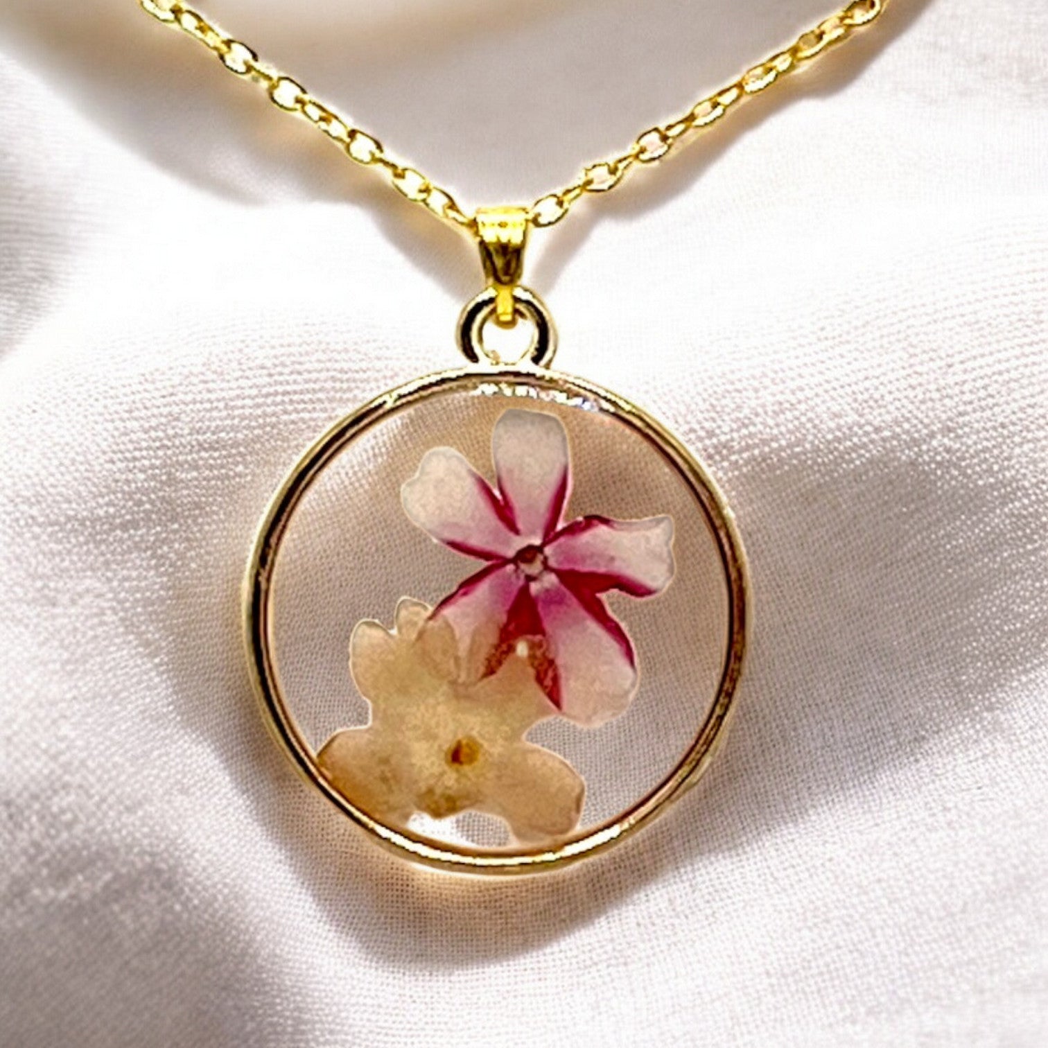 Purple and White Forget Me Not Real Pressed Flower Necklace.  Great gift for woman women teen.