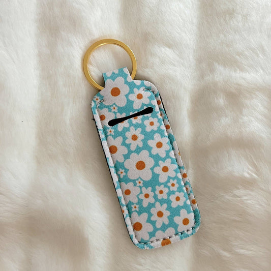 Lip Balm Holder Keychain | Blue Daisy