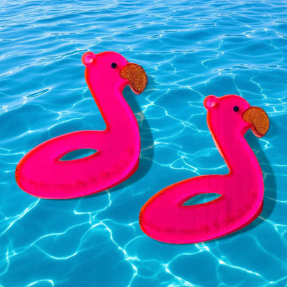 Cute hot pink translucent neon flamingo floaty floatie earring.  A nostalgic gift for a woman or teen.