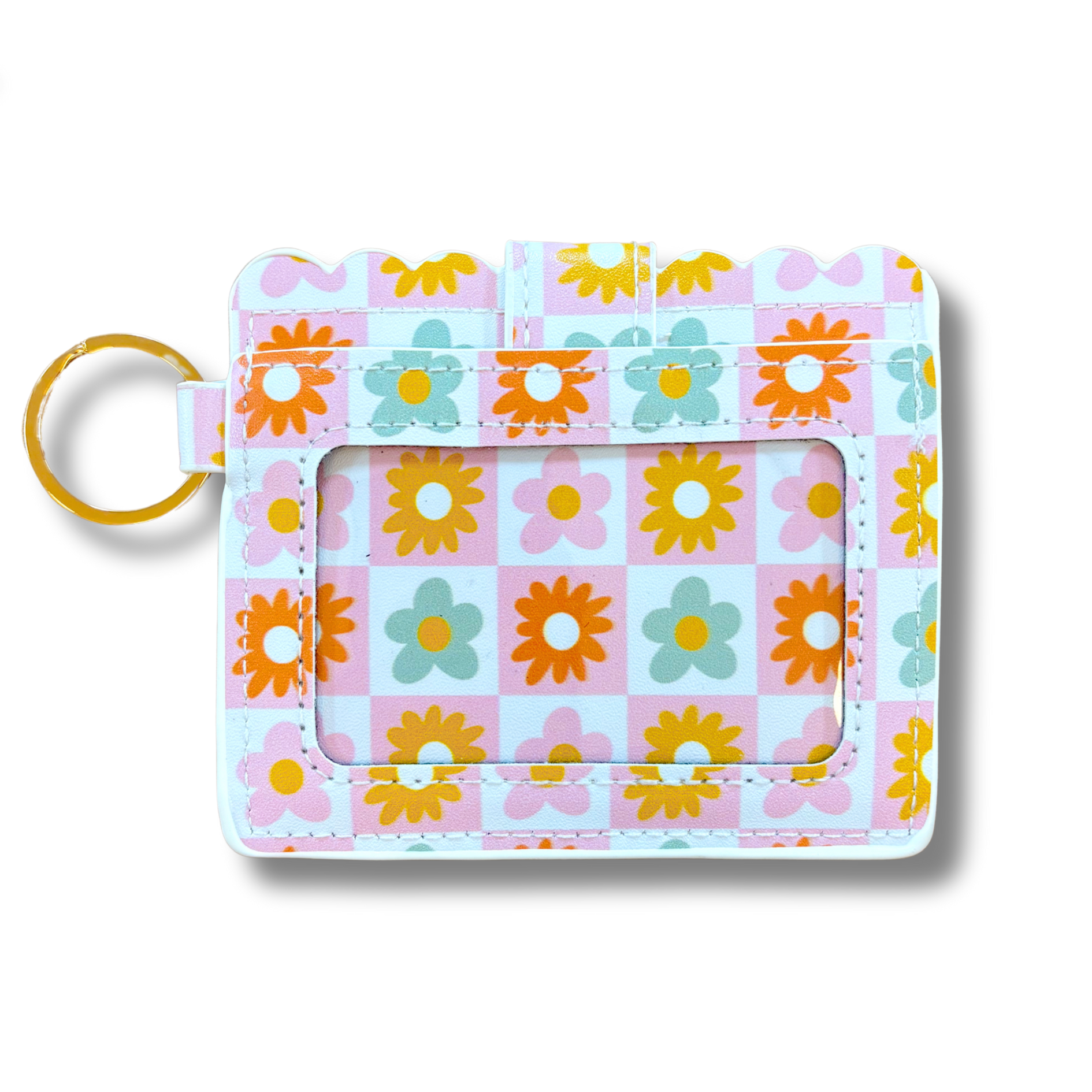 Keychain with floral pattern on a white background