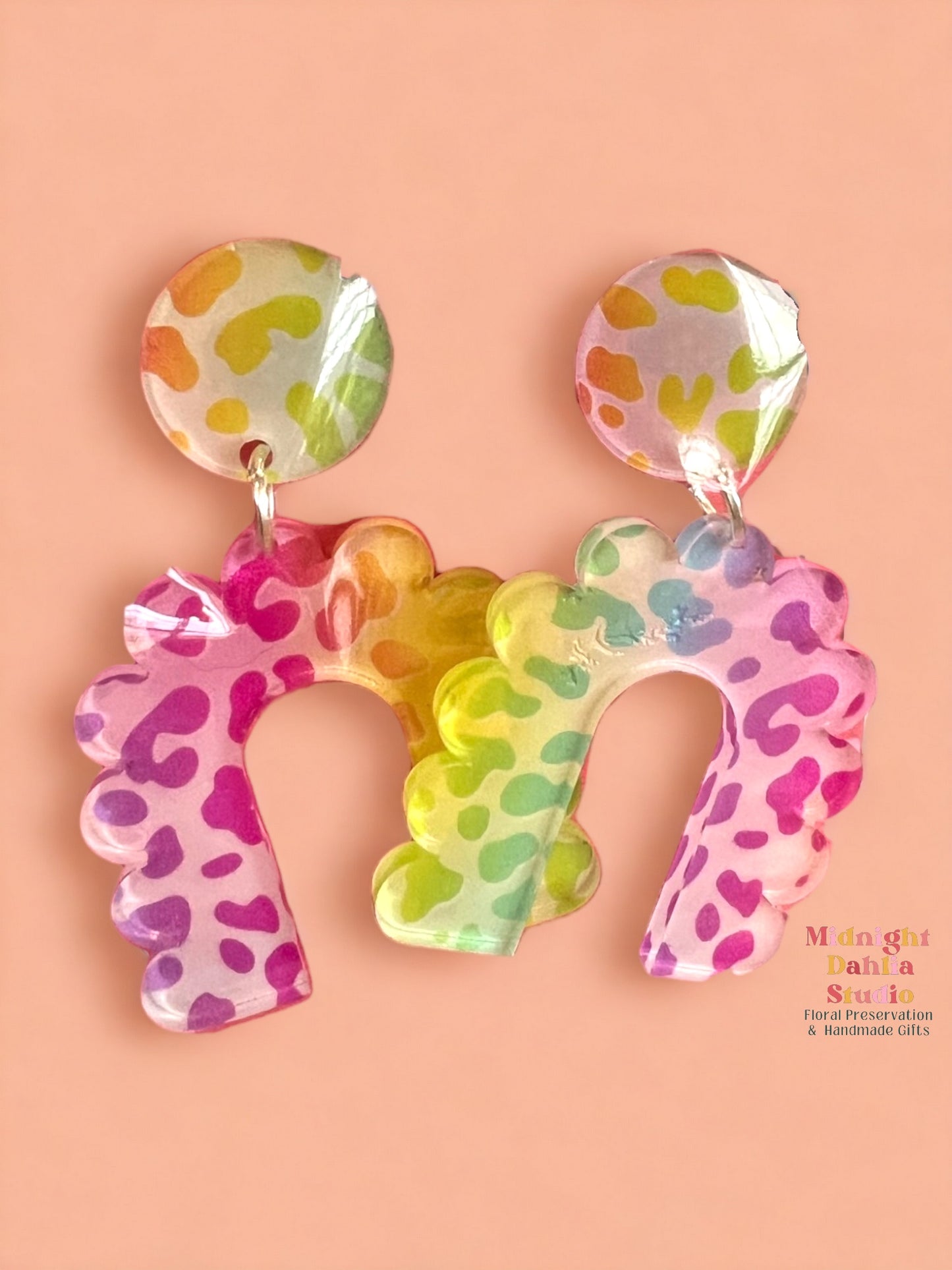Rainbow Cheetah Dangle Earrings | ON SALE