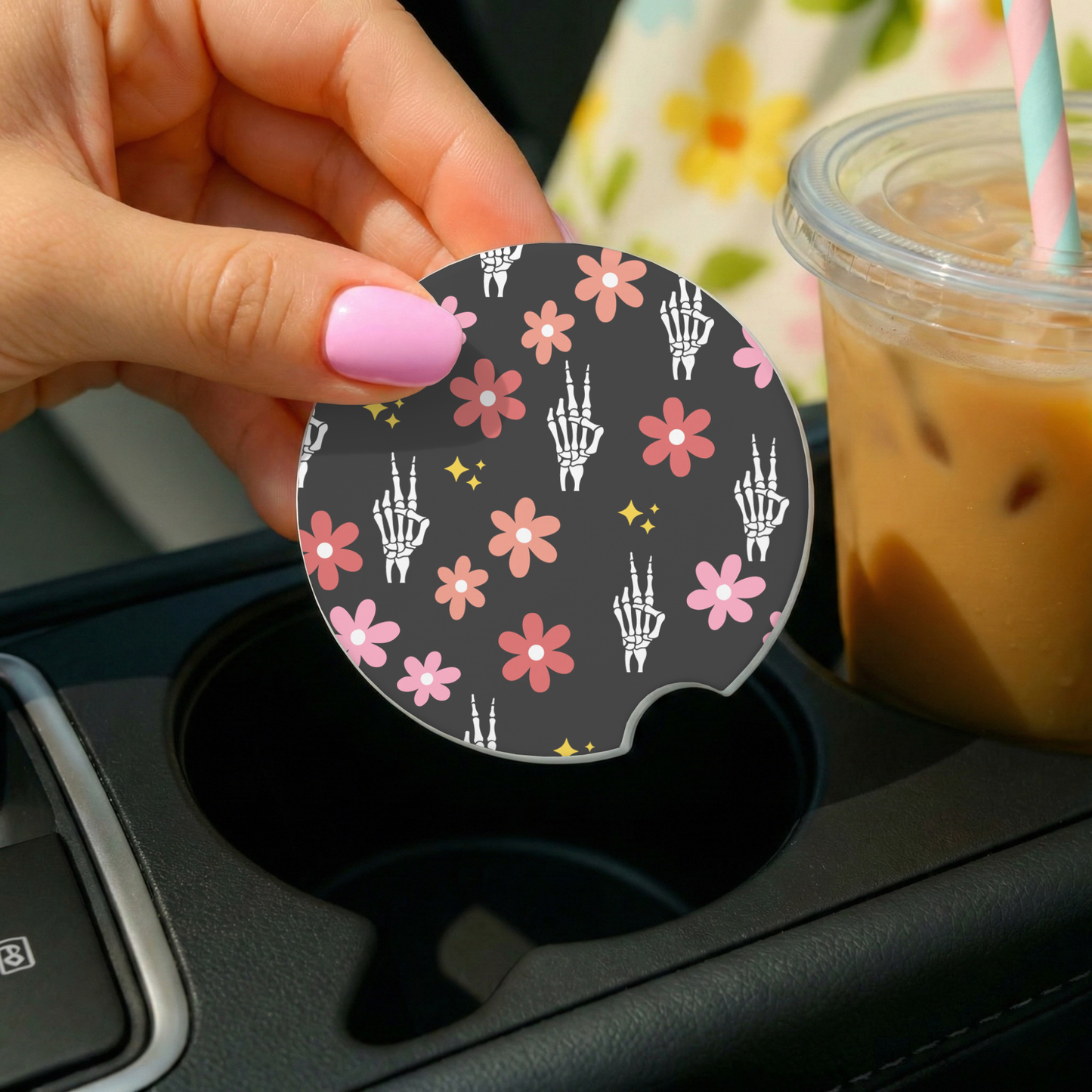 Spooky Peace Car Coaster Set