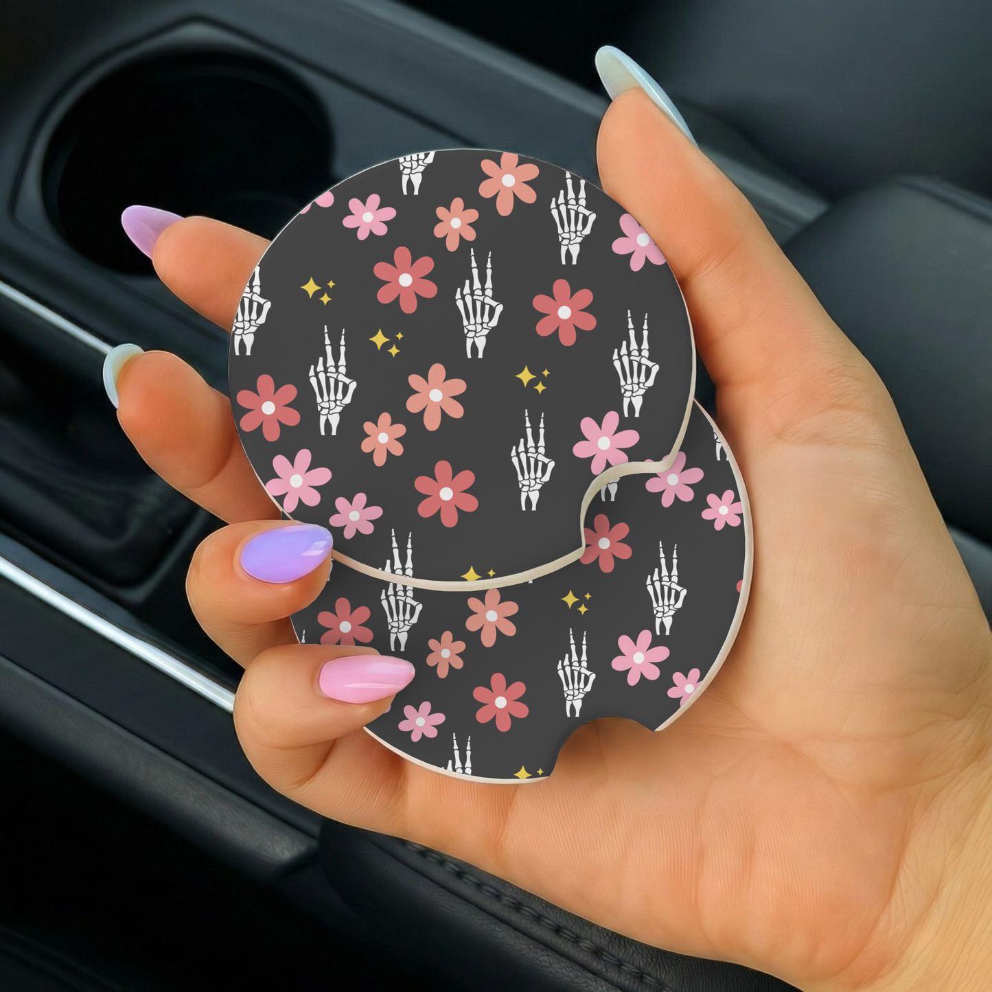 Spooky Peace Car Coaster Set