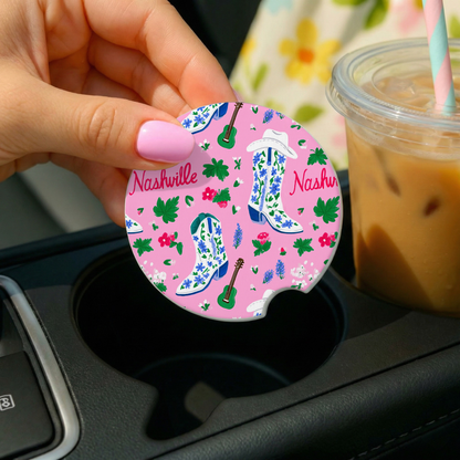 Nashville Car Coaster Set | Pink Or Neutral