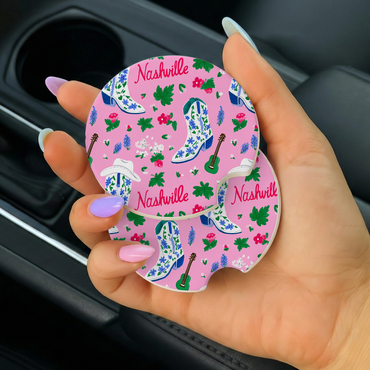 Nashville Car Coaster Set | Pink Or Neutral