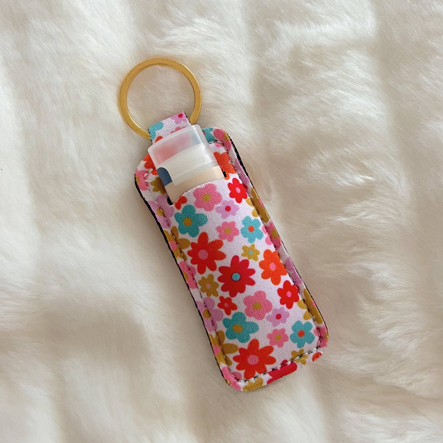 Lip Balm Holder Keychain | Retro Floral