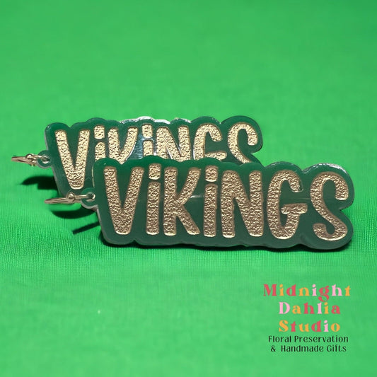 vikings dangle earrings in dark green and gold